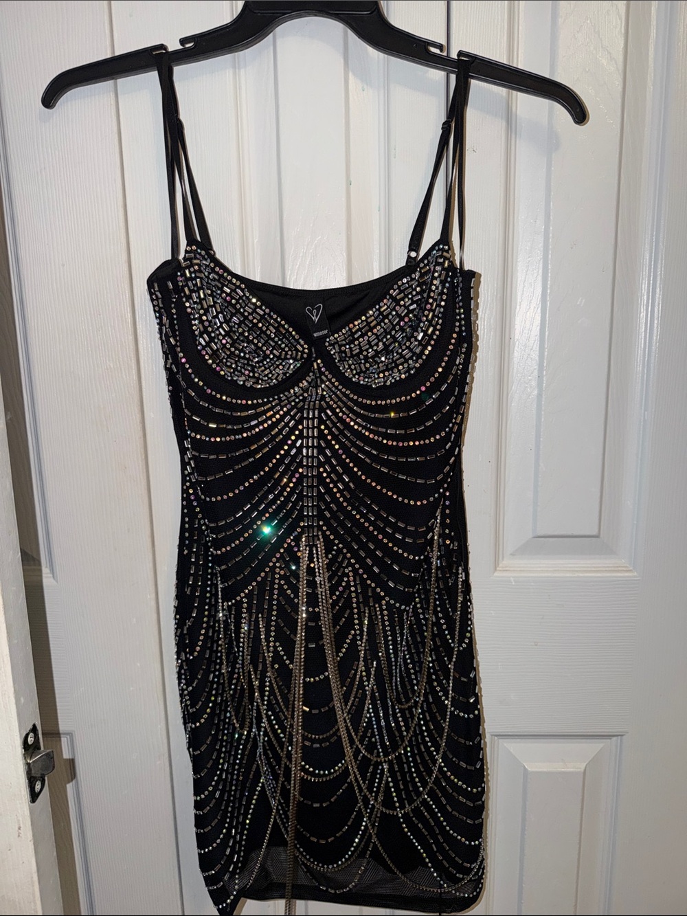 Windsor Black Mini Dress with Iridescent Bead Detailing